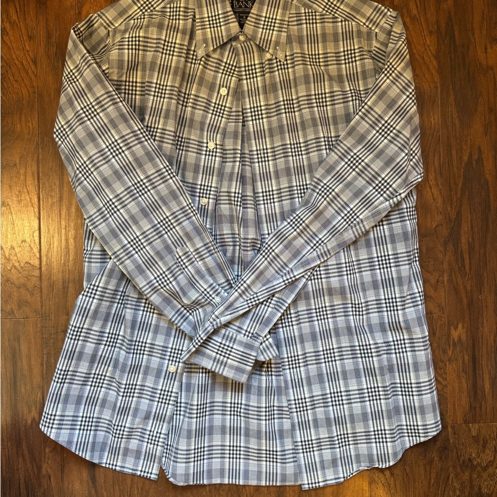 Jos. A. Bank Gray and White Plaid Casual Shirt